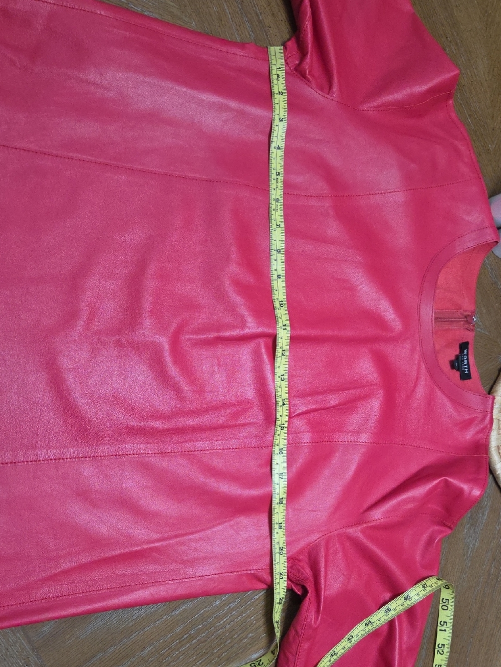 Worth New York Red Leather 3/4 Sleeve Top, Medium - Picture 8 of 8
